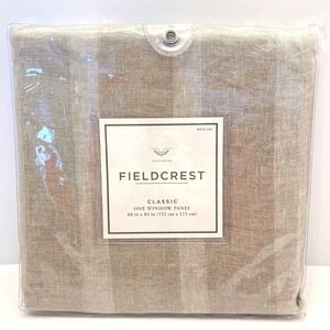 Set 4 Fieldcrest Classic Linen Window Panel Tan Brown Stripe Rod Pocket 60"x84"